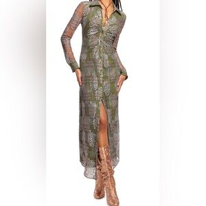 Ramy Brook Wyatt Green Plaid Midi Dress